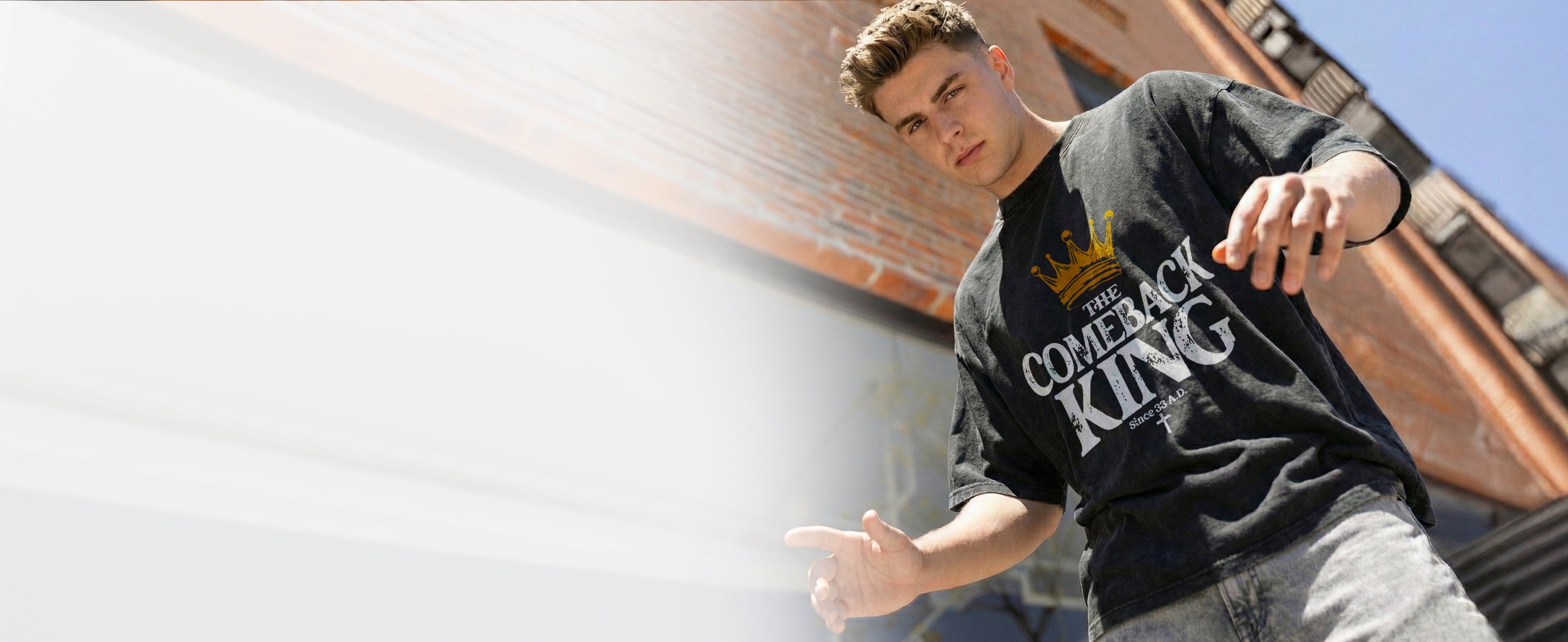 The Comeback King Christian shirt with crown graphic and Since 33 AD text